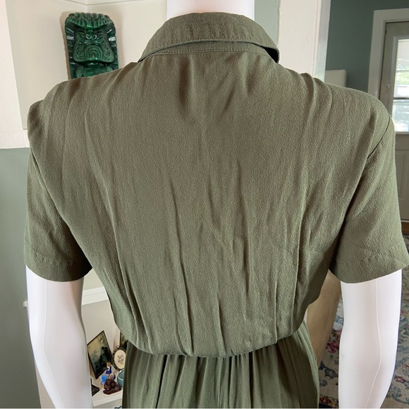 Universal Thread army olive Green Tie rayon Jumpsuit cropped wide leg small - Picture 8 of 11